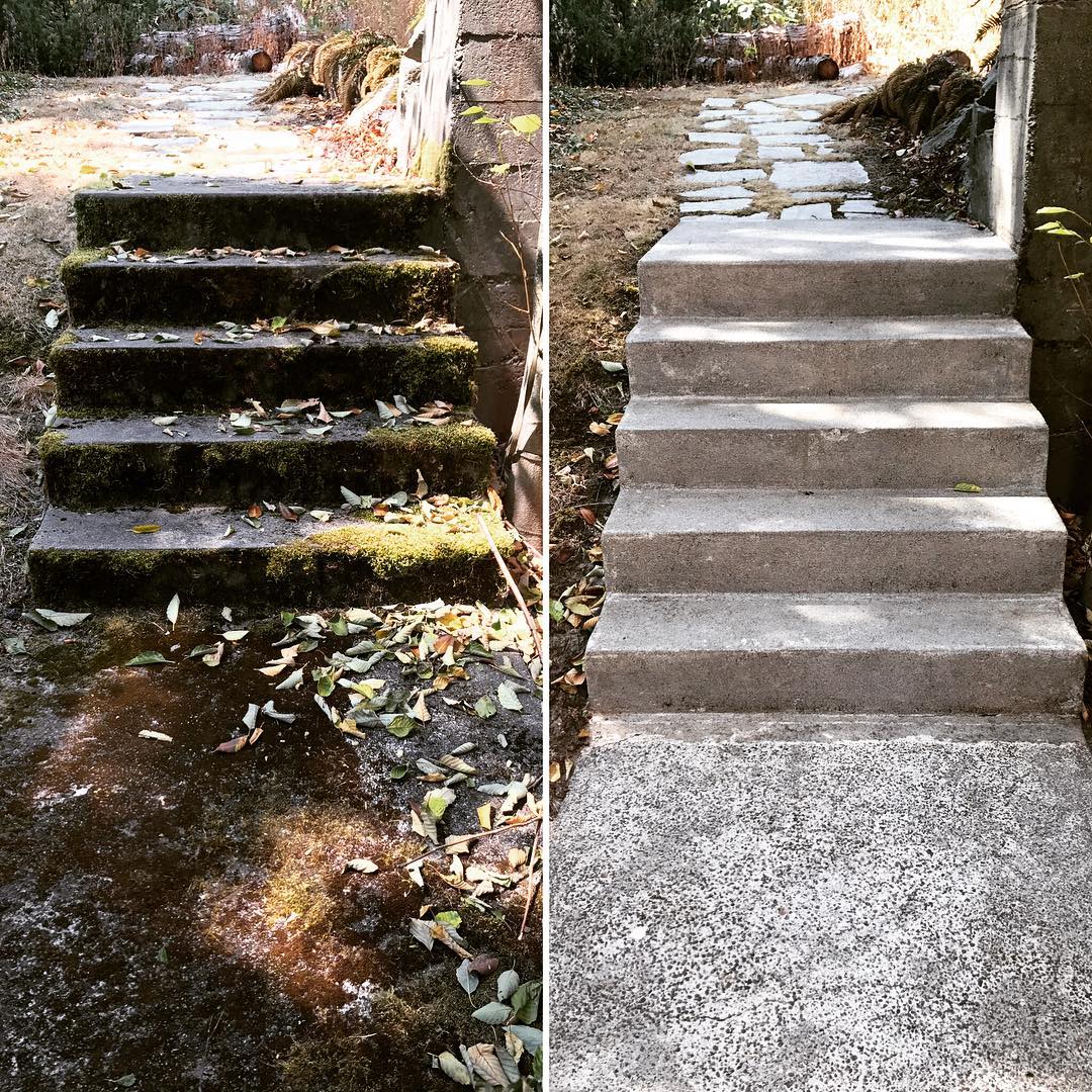 Before and after concrete cleaning