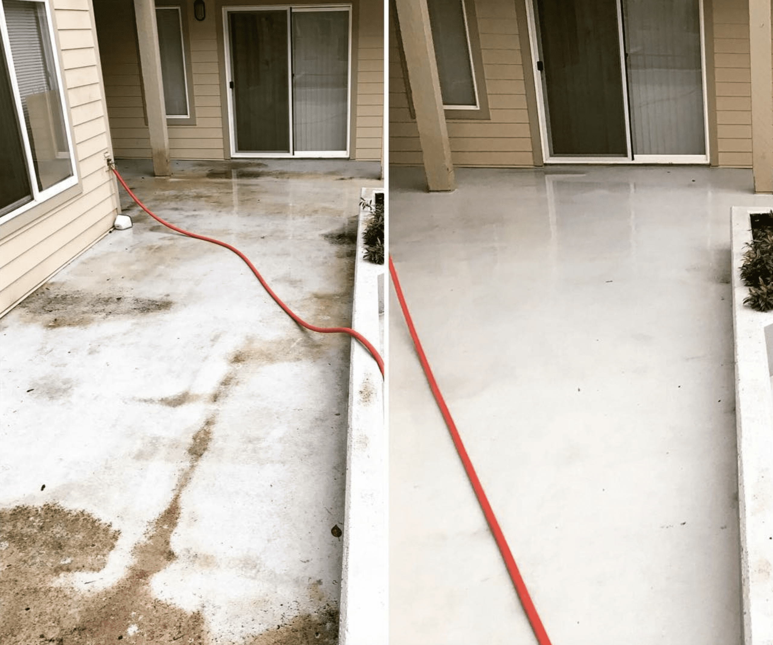 Before and after cement cleaning
